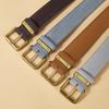 Luxury Suede Cowhide Leather Belt for Women, Vintage Style with Gold Buckle, 3.5cm Wide Waistband for Dresses & Jeans