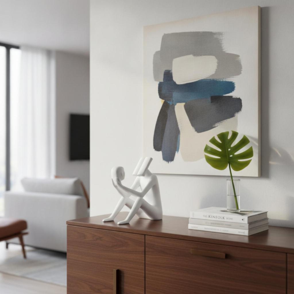Abstract Sculpture Matte Human Figurine Modern Seated Statue for Art Lovers, Homeowners, Living