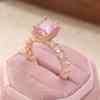 Luxury Rose Gold Color Inlaid White Pink CZ Women's Ring Geometry Fashion Daily Wear Party Jewelry