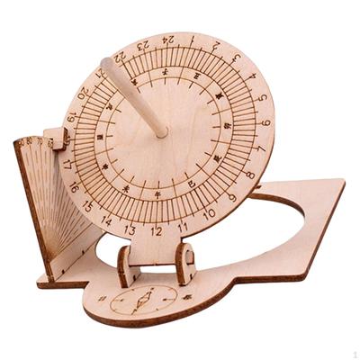 Equatorial Sundial Clock DIY Wooden Scientific Model Teaching for Students