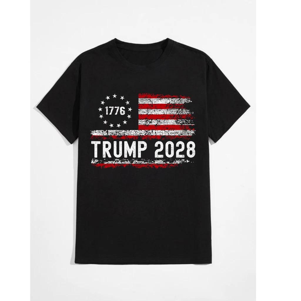 Trump 2028 American Flag Unisex T-Shirt 3XL