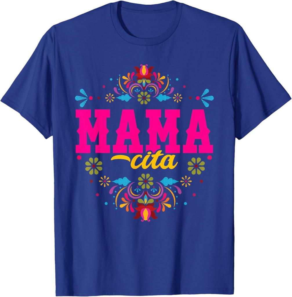 Mamacita Fiesta Floral Graphic Tee Shirt Mother's Day Birthday Gift Casual Crewneck