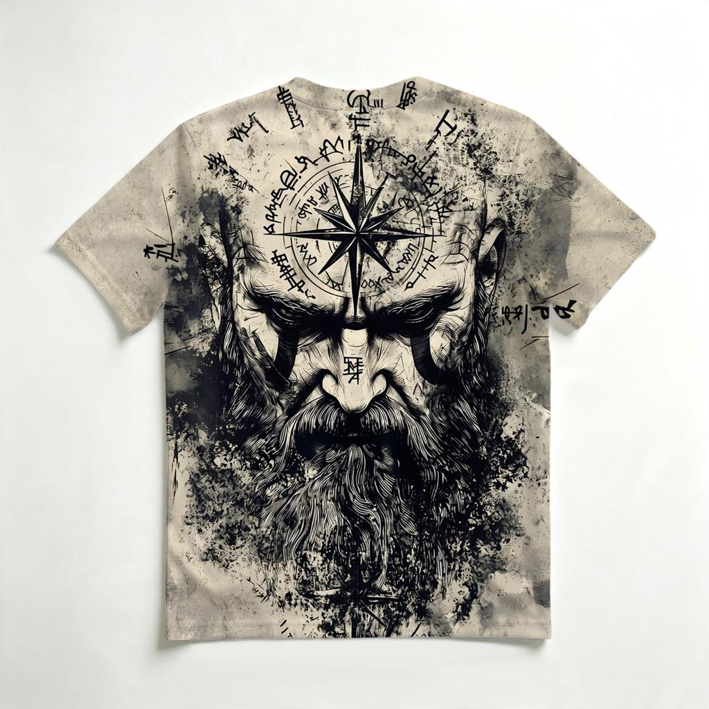 Men's fashionable printed T-shirt, suitable for versatile outdoor casual sports short-sleeved T-shirt top