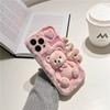 Cute Cartoon Pink Plush Bear Printed Phone Case For iPhone 17 16 Pro Max 15 14 13 12 11 Cover For iPhone Air 16E XS XR X Fundas