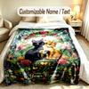 Cat Theme Soft Blanket Personalized Custom Name Text Print Warm Blanket Home Sofa Bedroom Decor