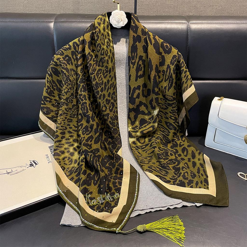 Luxury Leopard Print Satin Silk Square Scarf for Women Shawl Hijab Neckerchief Female Hair Headband Fashion Wrap Bandana New
