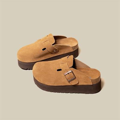 Baotou dicke Sohle cm neue Innenhöhe Erhöhung faule Person tragen halb hineingeschoben Boken Muffin-Schuhe draußen mit einem Fuß