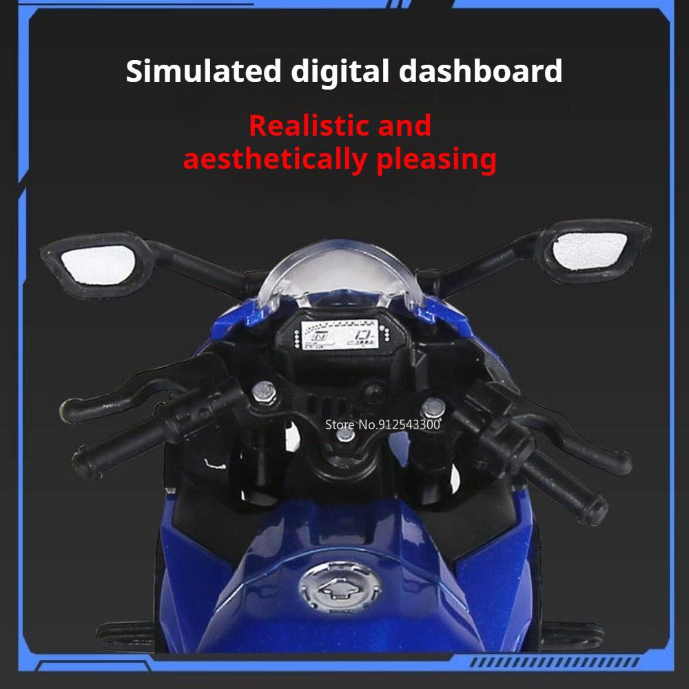 Scale 1:12 R3 V-REX Motorcycle Model Toy Car Metal Body Rubber Tires Linkage Steering Motor Models Children's Hobby Toys