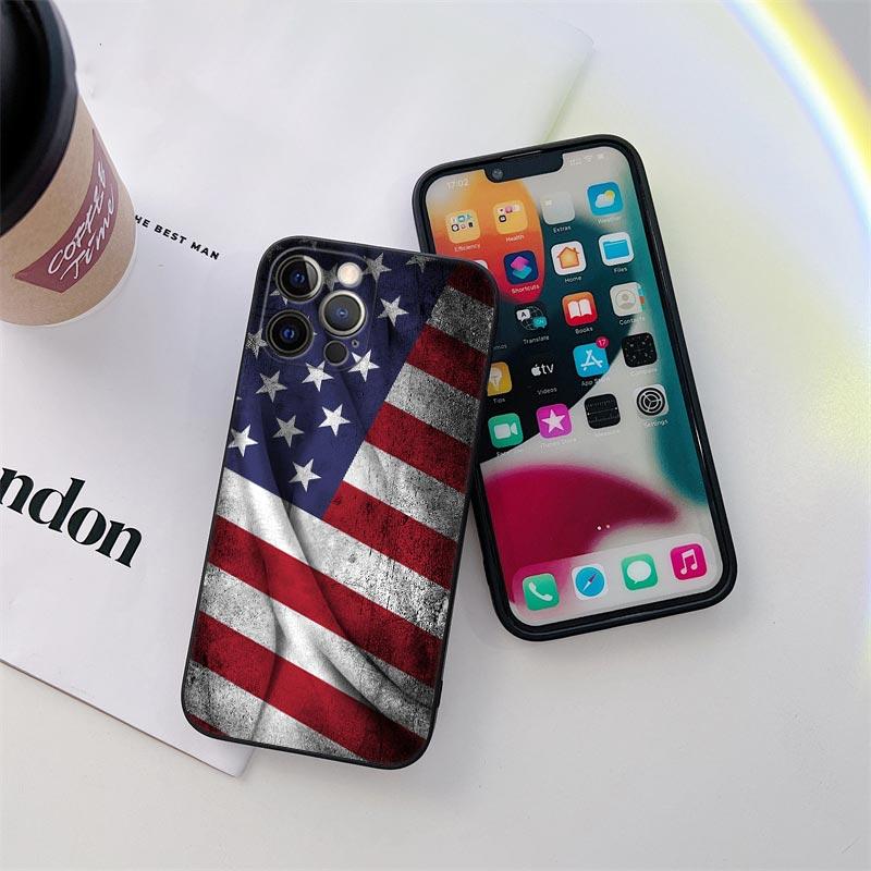 American USA Flag Eagle Phone Case for iPhone 11 15 Pro Max Case Coque 14 Plus 13 Pro 12 11 X XS XR 6 7 8 SE 2020 TPU Soft Cover