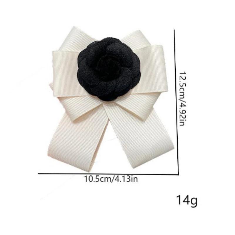 Korean Fashion Fabric Bow Tie Camellia Flower Brooch Shirt Sweater Collar Pins for Women Wedding Party Jewelry Accessories