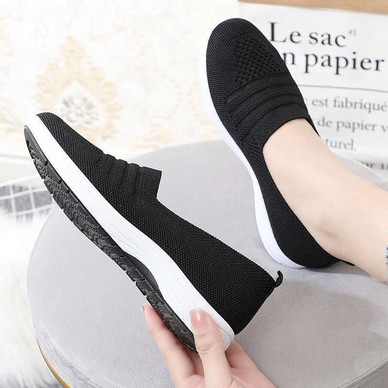 Spring and summer new flying woven old north cloth shoes women's casual running sports shoes summer mesh shoes non-slip breathable single shoes