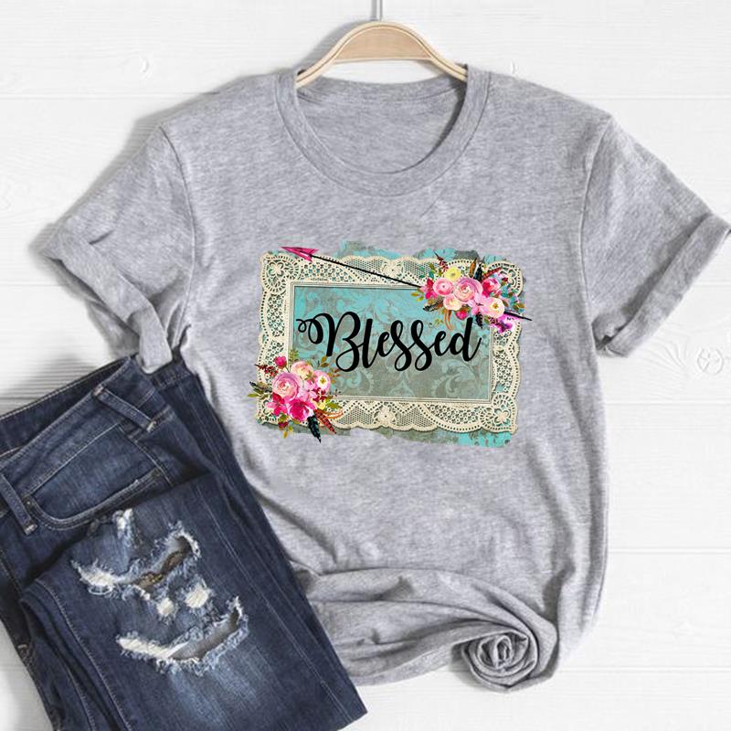 Trend Stil T Top Mode T Shirt Kleidung Blume Stilvolle Casual Kurzarm Frauen Drucken Dame Weibliche Grafik T-shirt