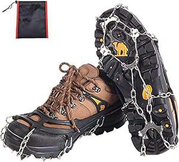 Crampones de Hielo de Acero Inoxidable de 8/10 Dientes para Exteriores: Cubiertas antideslizantes para raquetas de nieve para escalada y senderismo