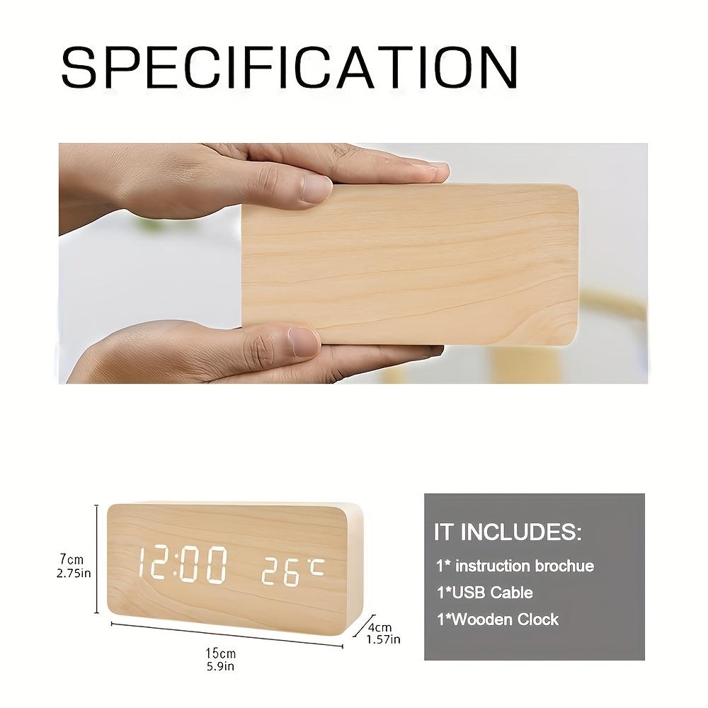 1 Stück einfacher Mode Leben Holzwecker, Schlafzimmer Arbeitszimmer Heim dekorative Kunst, Nachttischwecker, USB-Stromversorgung kann ein Geschenk sein