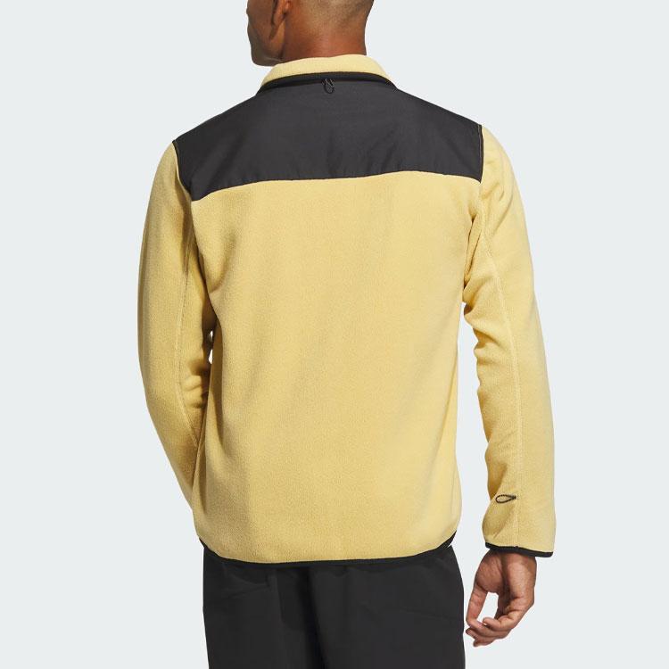 Adidas Full-Zip Polar Fleece Jacket With Color Block Logo Men Jacket Light-Yellow IR8339