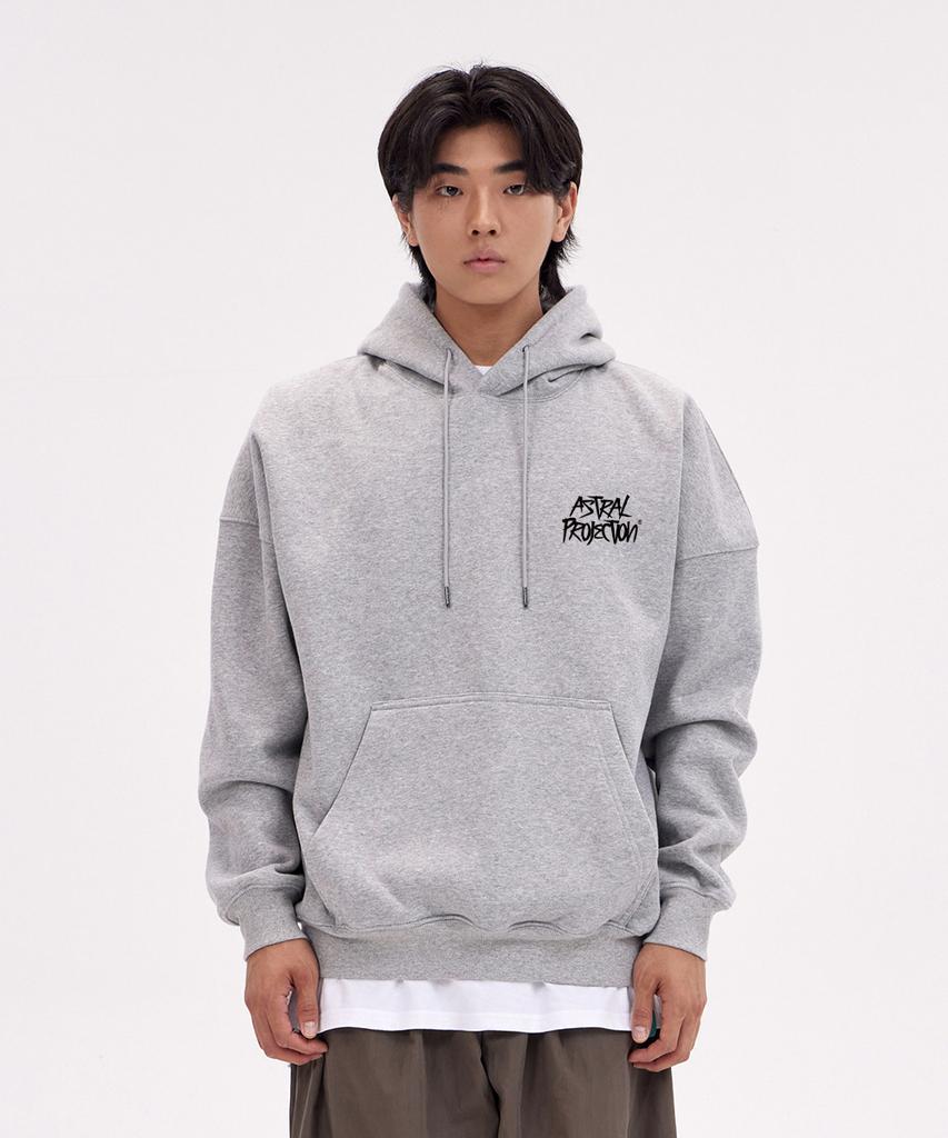 Graffiti Lettering Oversized Wide Shoulder Hoodie_Melange