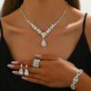 Luxury-lite Zirconia Necklace, Earrings, Bracelet and Ring Set - Fashionable and Exquisite