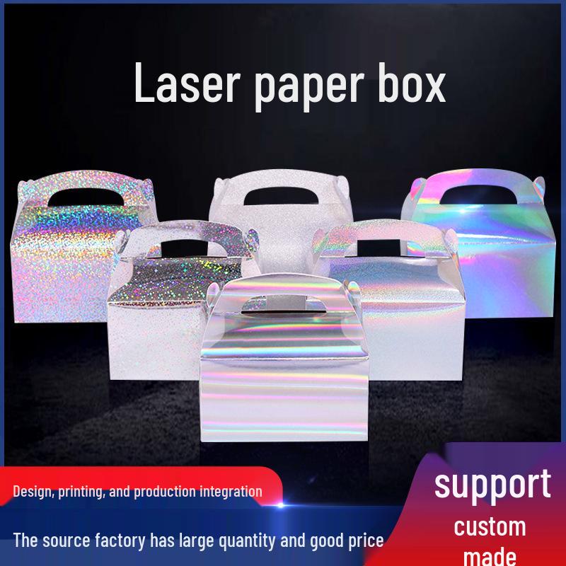 White Cardboard Handheld Cake & Biscuit Baking Box - Disposable Takeaway Packaging.