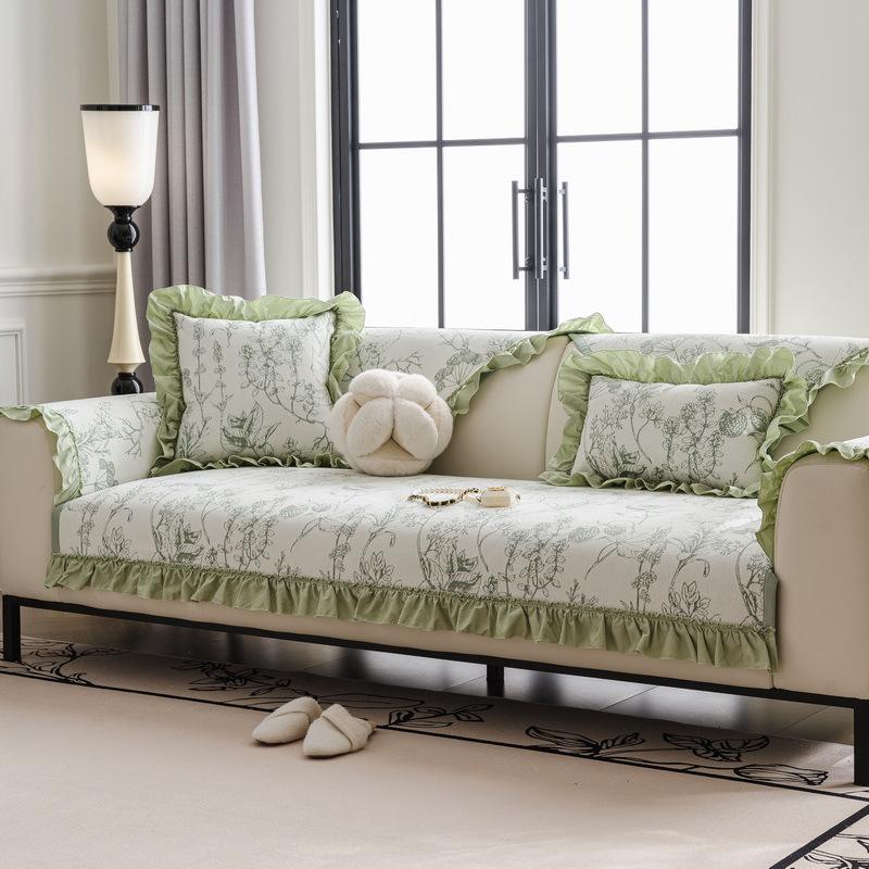 

French Sofa Cushion Universal In All Seasons New Non-Slip Light Luxury High-End Feeling Cover Chenille Cover Straight Row Seat Cushion 70*70cm
