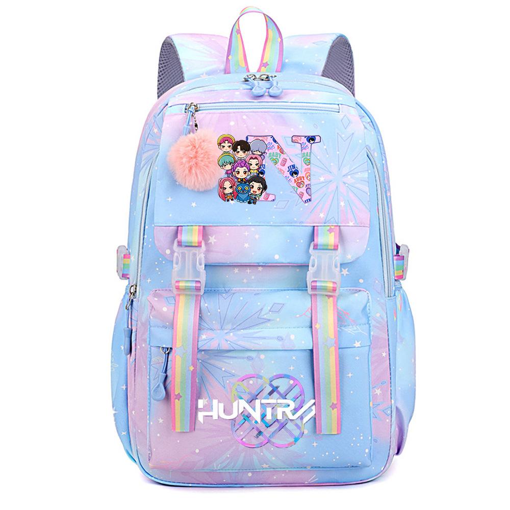 Niedlicher K-Pop Dämonenjäger Aufdruck Große Kapazität Wasserdichter Rucksack Teenger Schüler Mädchen Junge Schultasche Buchtasche Damen Große Kapazität Reisetasche