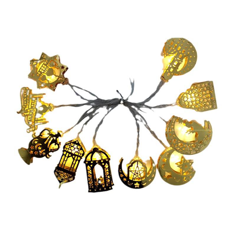 Indoor LED Moon & Star Iron Art String Lights for Eid al-Adha Decor