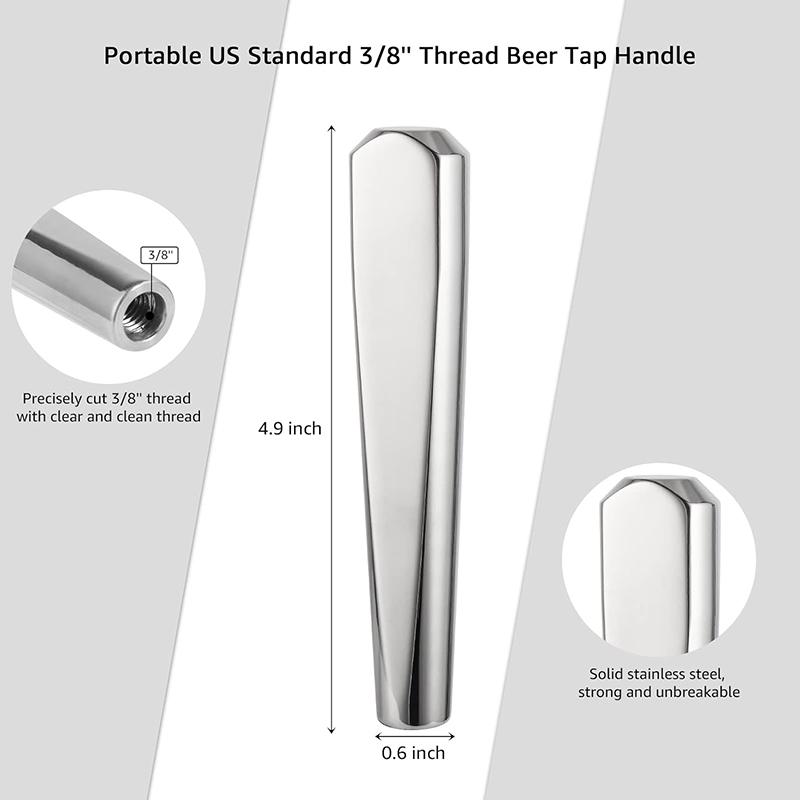 Large Beer Tap Handle,304 Stainless Steel Kegerator Tap Handles Use for Beer Tower, Draft Beer Keg Faucet Handle Bar Accessories