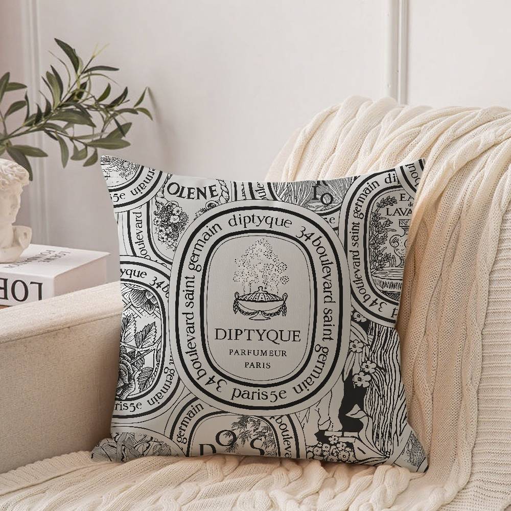 

Fashion Brand D-Diptyques-es Pillow Case Home Decor Throw For Sofa Bed Car Room Decor Gift Idea 12x12Inch