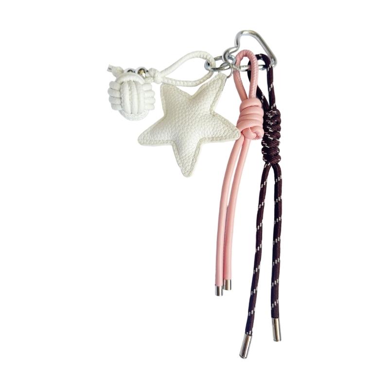 Trendy PU Leather Star Pendant Keychain Stylish Braided Rope Key Holder Handmade Colorful Keyring for Fashion Lovers