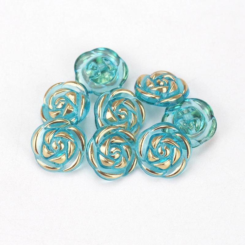 

30 шт. Акриловые пуговицы в виде цветка розы, пуговицы для рубашек и свитеров, швейные принадлежности, поделки своими руками синий