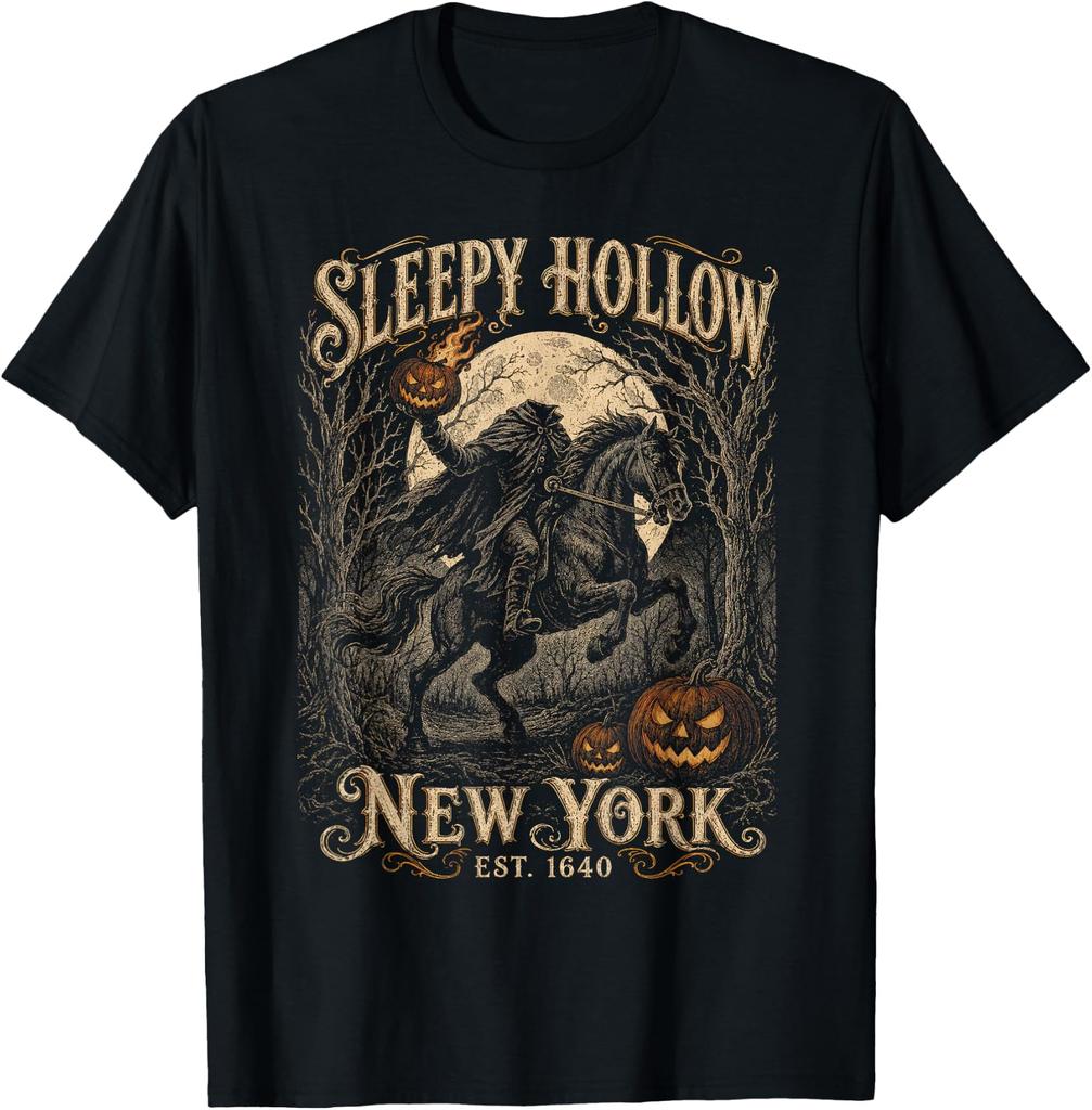 Legend Of Sleepy Hollow Bookish Headless Horseunisex TShirt Fun 100 Cotton ShortSleeve Shirt A Gift For Halloween Or
