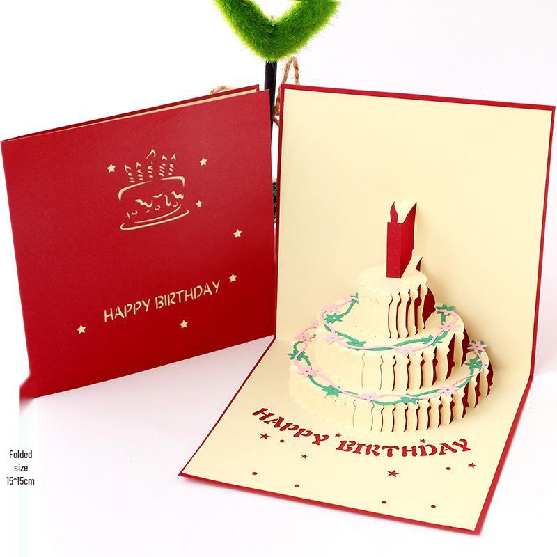 3D Pop-Up Birthday Cake Card: Korean Creative Vintage Gift
