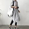Camicia di media lunghezza da donna Versione coreana del top a maniche lunghe da donna Primavera Blu e Bianco a righe verticali Giacca Camicia da donna Larga