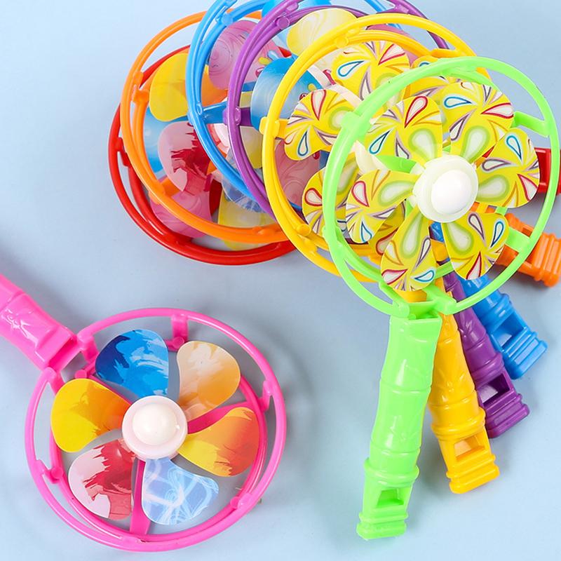 25-50PCS Plastic Colorful Whistle Windmill Random Mixed Color Cute Windmill Fan Party Goody Bag Fillers School Class Rewards ZYF