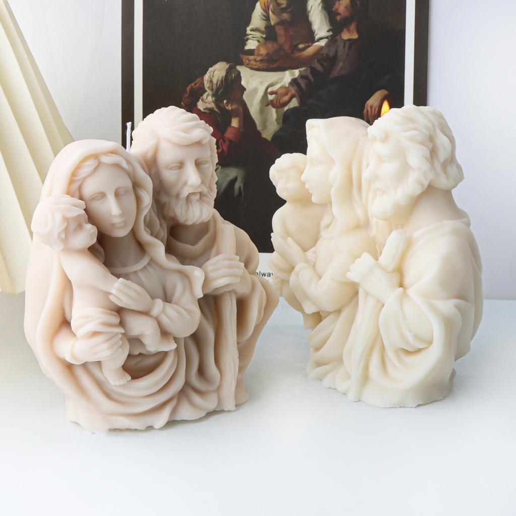 Roman Pillar Virgin Statue Candle Silicone Mold Roman Pillar Virgin Mary Angel Sculpture Resin Silicone Mold Jesus Candle Mold