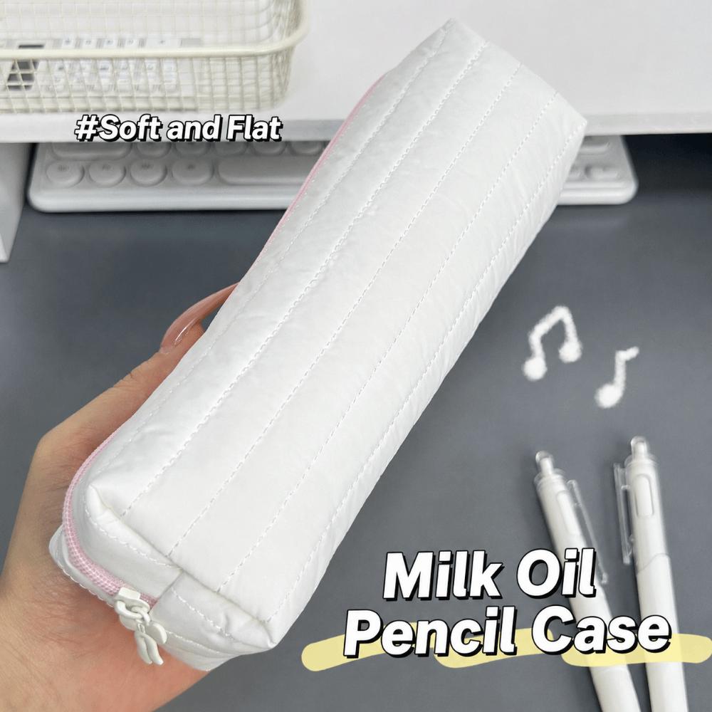 Large-capacity Pencil Case Cream Color Stationery Pouch INS Stationery Storage Bag School Supplies