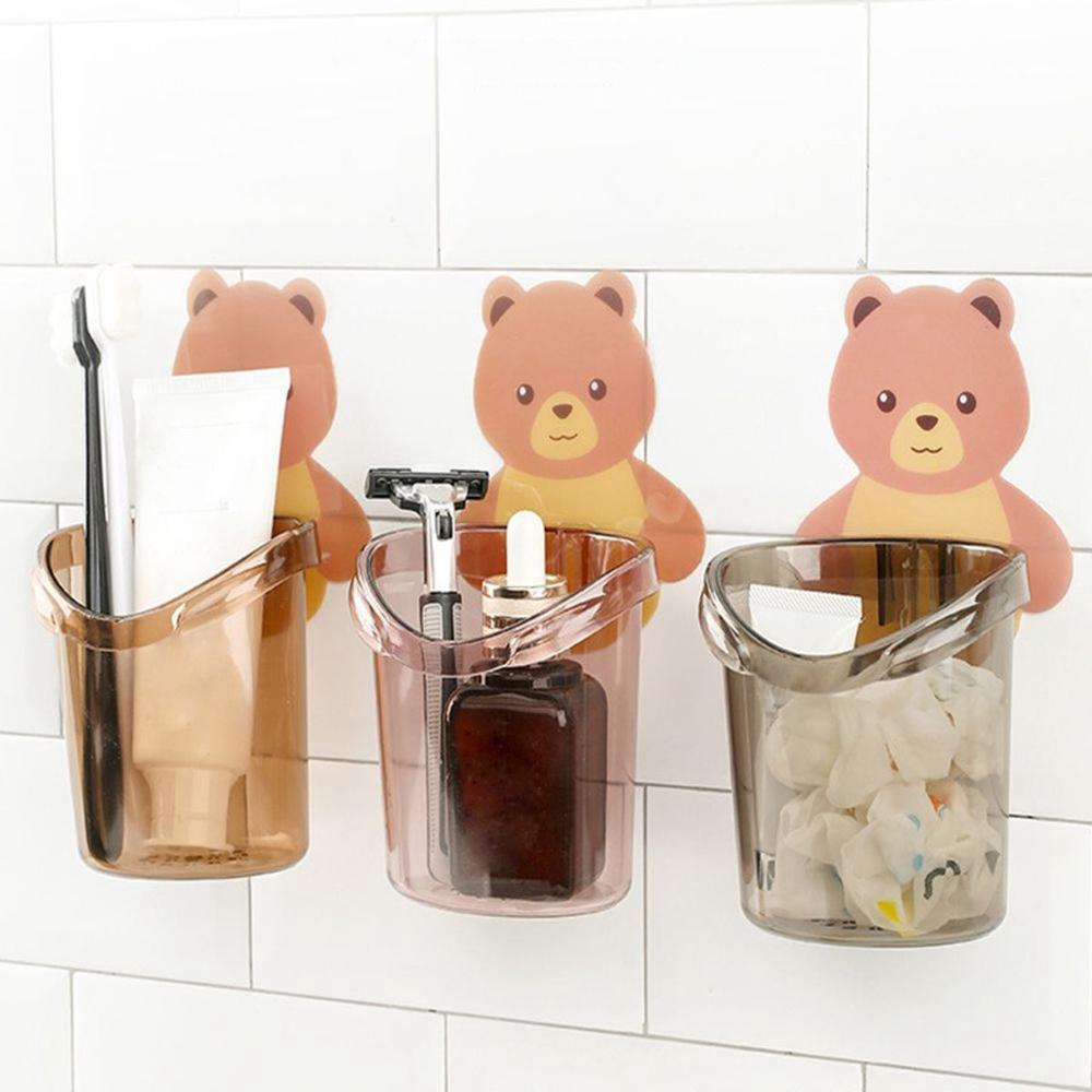 Home Storage Box Bear Shaped Cute Toothbrush Holder Cup Organizer Razor Stand Toothpaste Rack