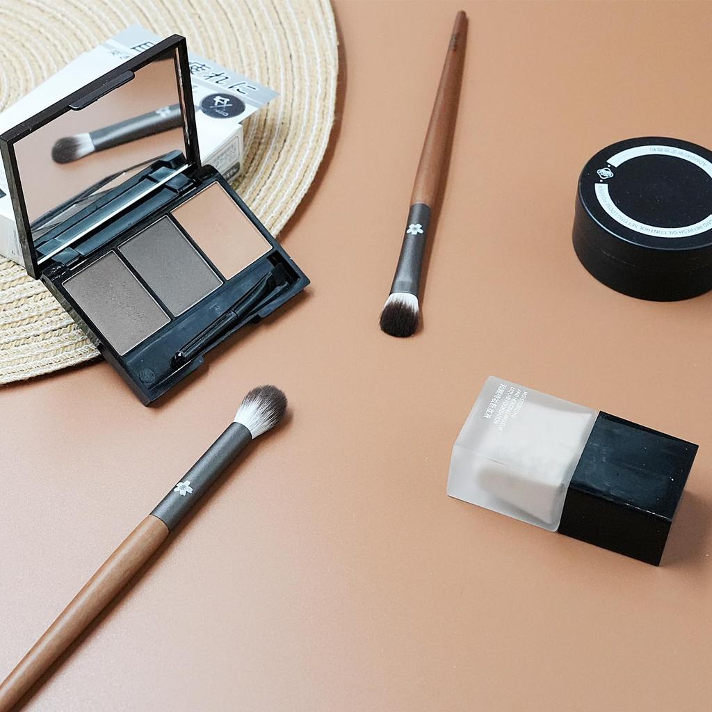 EDTRE Walnut Makeup Brush Set Multifunctional Makeup Brushes for Sensitive with PU Leather Storage Portable Makeup Brush Set (10 Pieces), Beginners,