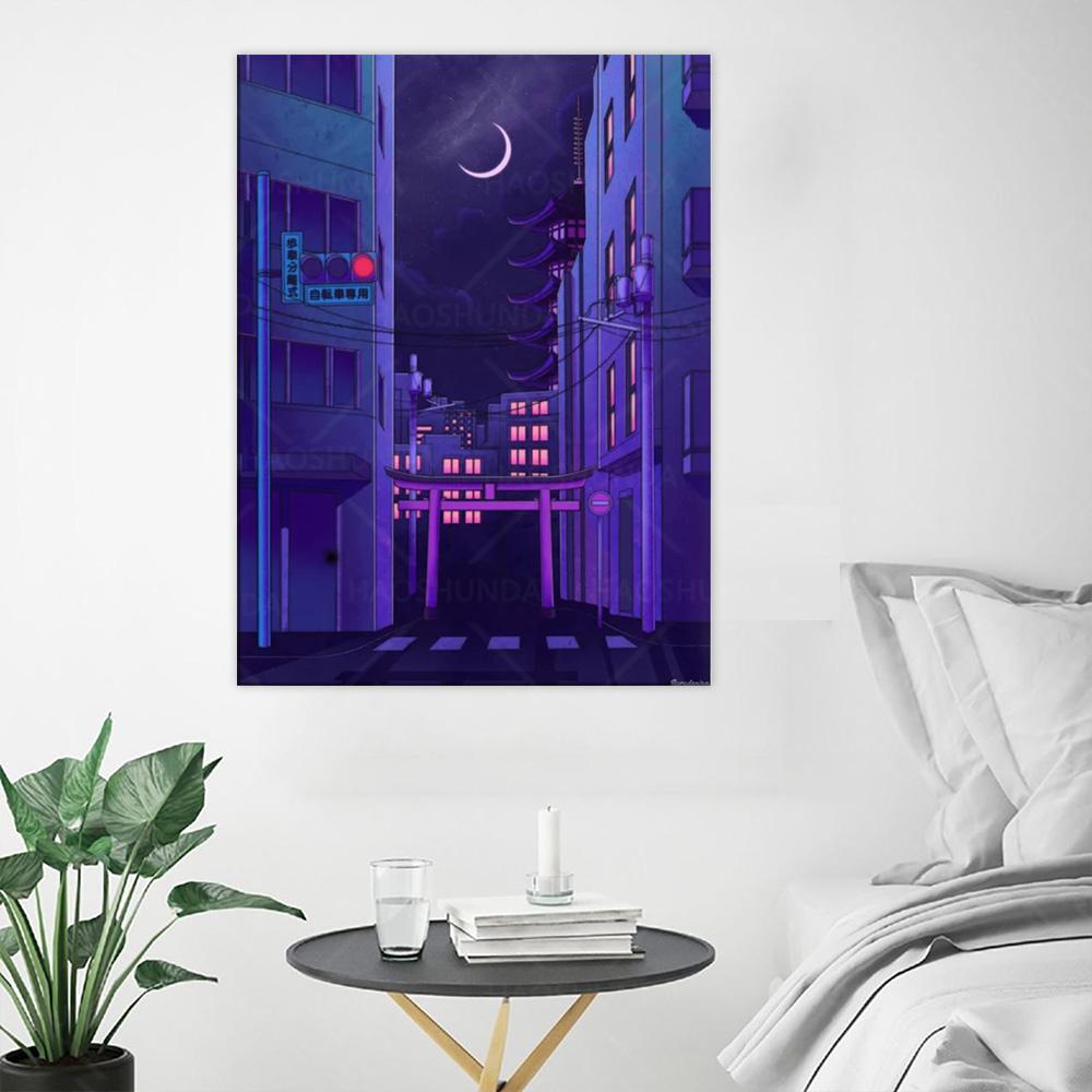 

Настенная картина, холст, постеры, городская ночь, черные здания, украшение для дома, улицы, модульная картина, HD с принтом, без рамки для спальни 21*30cm