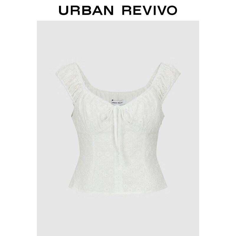 Women s Summer Embroidered Tie-Front Blouse XS