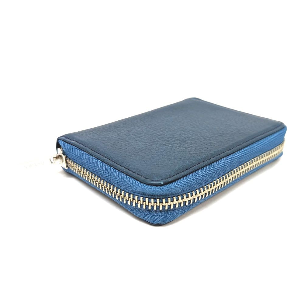 Karukuru Round Zipper Compact Wallet, Blue, MSAR-N16