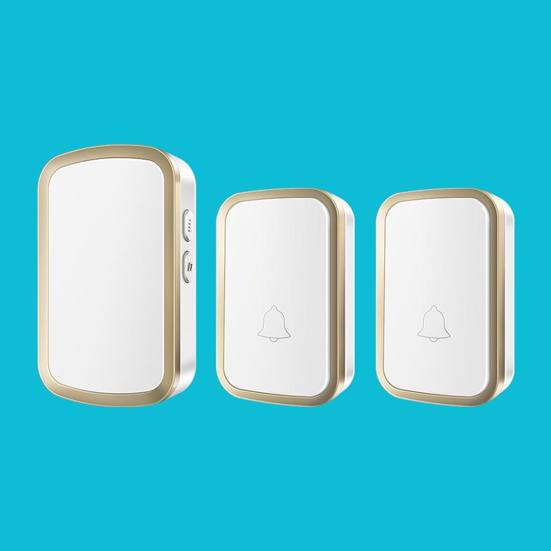 Wireless Ultra-Long Distance Doorbell with Remote Control and No-Drill Waterproof Button Gold - China Standard