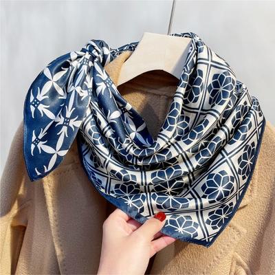 Spring New High-end 100 Mulberry Silk Scarf Women's Versatile Plain Crepe Satin Silk Square Scarf Elegant Silk Gift