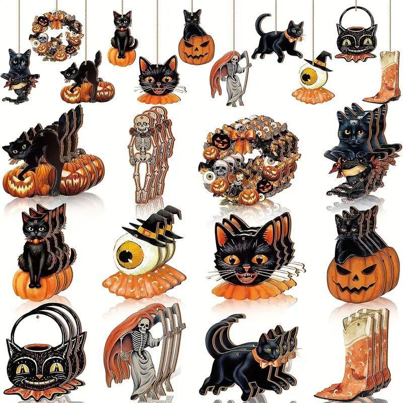 

36Pcs Retro Halloween Wooden Ornaments, Halloween Tree Decorations, Party Props, Household Decorations