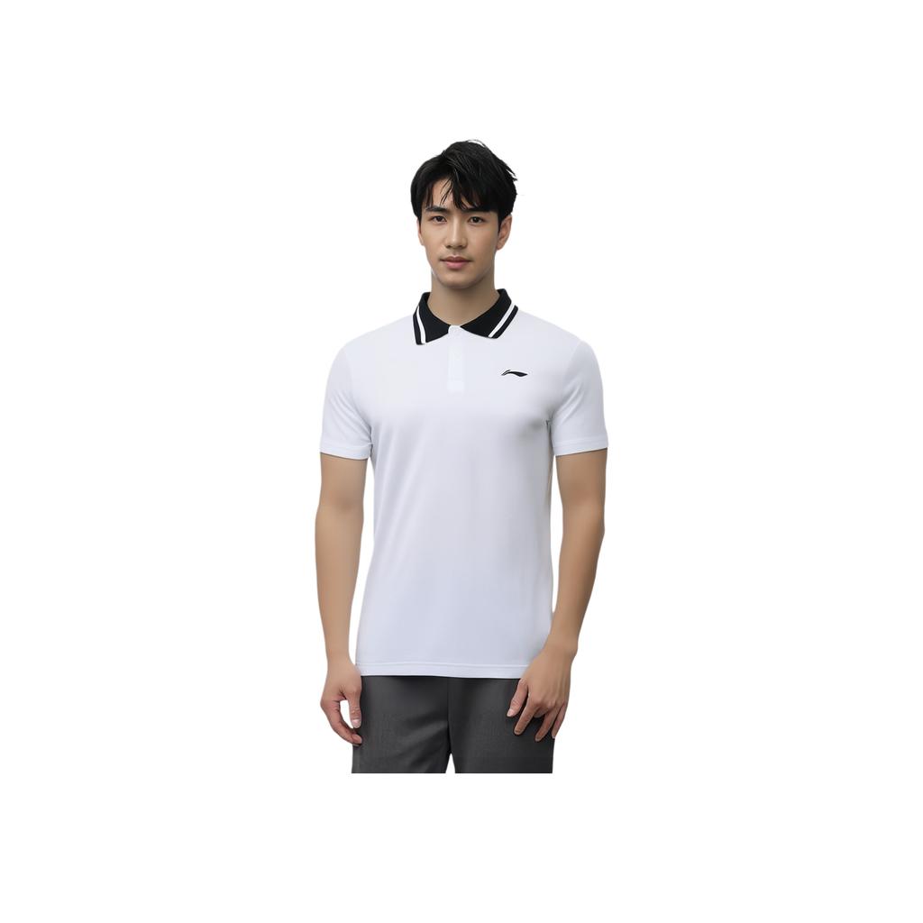 Li Ning Table Tennis Rookie Series Logo Half Button Polo Shirt Unisex Polo Shirts Standard-White AAYT033-1