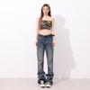 American Retro Women's High-Waisted Blue Slimming Wide-Leg Jeans - Spring 2026