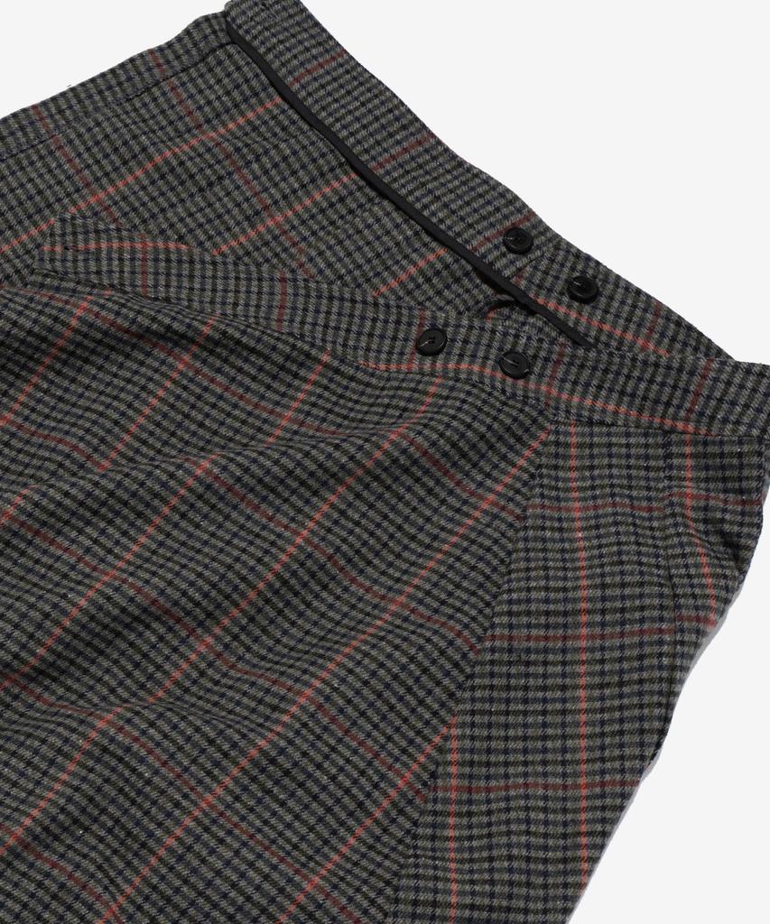 CARGOBROS FOR WOMAN Wool Check Pleated Wrap Midi Skirt (Charcoal)
