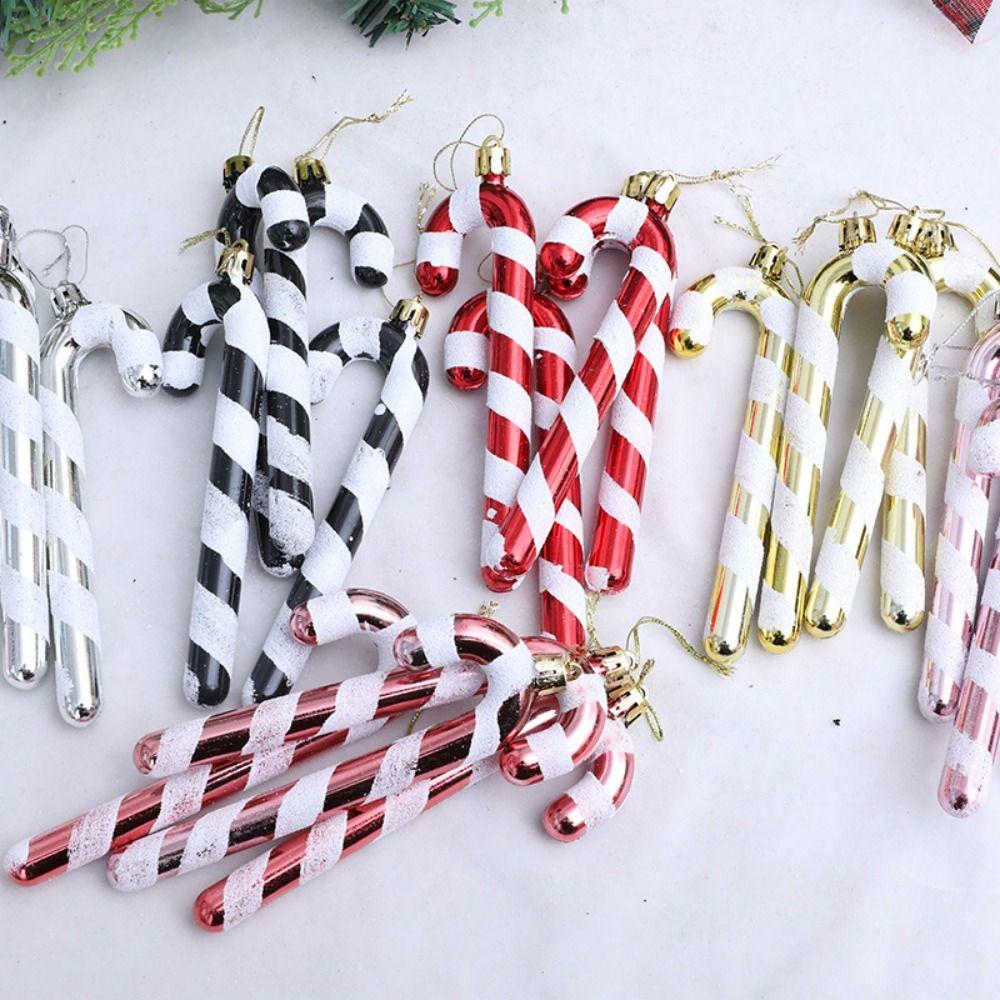 4pcs Shatterproof Lollipop Cane Pendant Plastic Christmas Tree Pendant  Merry Christmas Decoration