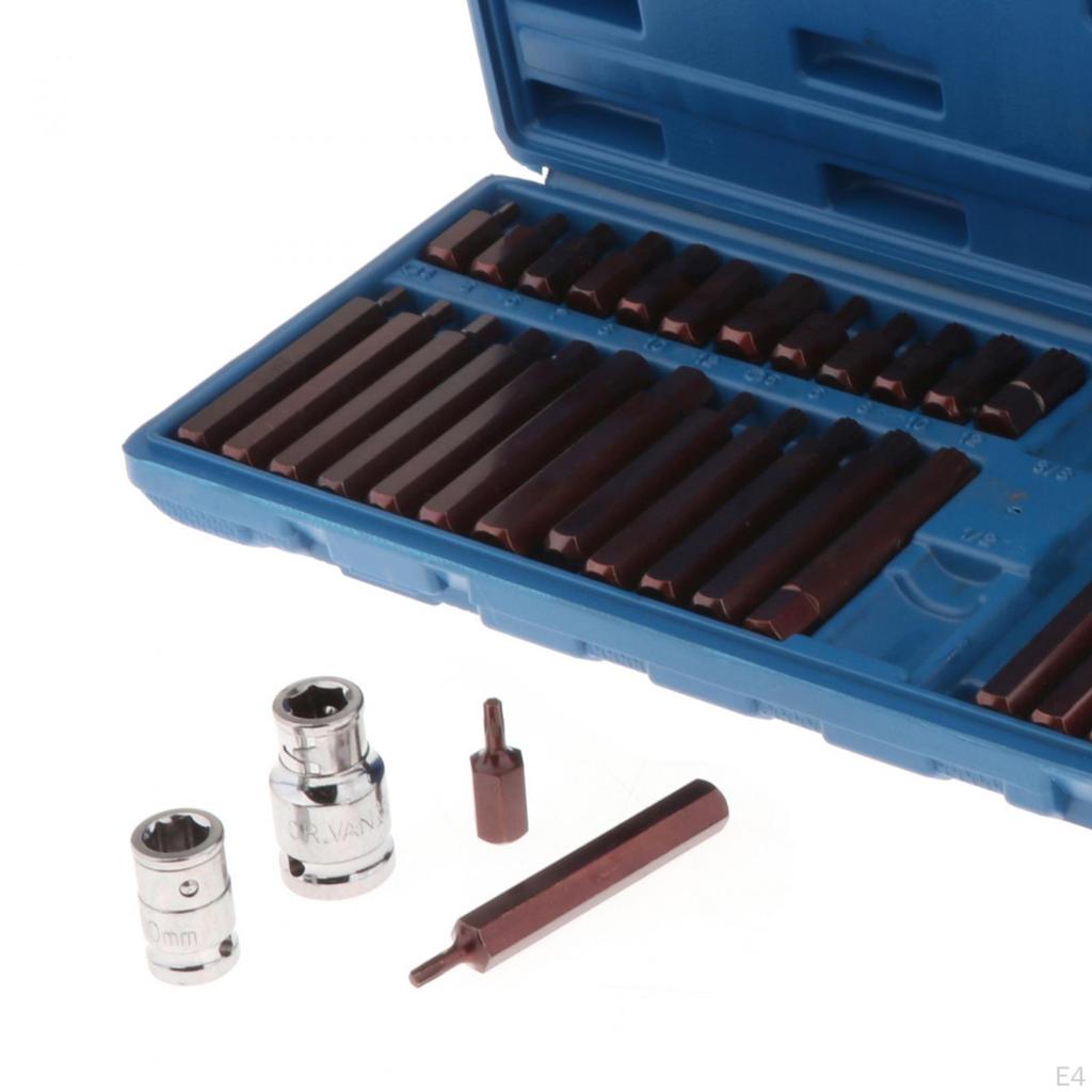 40 Pieces 1/2'' 3/8'' Hex Torx Spline Drive Socket Set, Wrench Sockets Hand Tool Bit Set