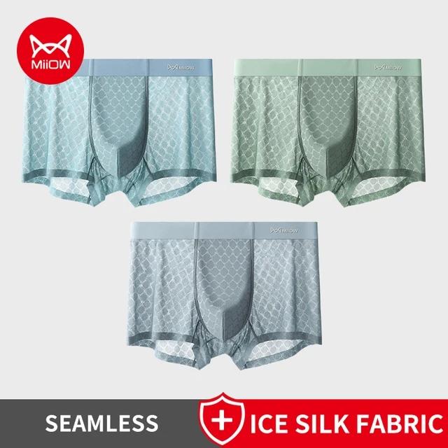 MiiOW 3ks Ice Silk Pánské spodní prádlo Boxerky Prodyšné Síťované kalhotky v rozkroku Pánské Tenké Bezešvé Pánské kalhotky Antibakteriální Boxerky