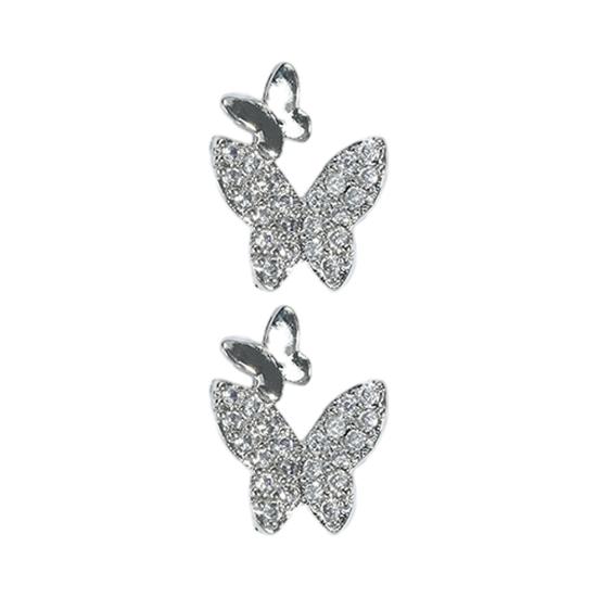 2 Pcs Nail Art Butterfly Zirconia Nail Charms Cubic Decors Nail Jewelry Decorations 3D